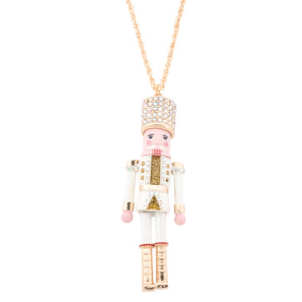 NWT Betsey Johnson Gold and White Nutcracker Pendant Necklace